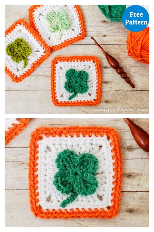 Clover Afghan Square Free Crochet Pattern