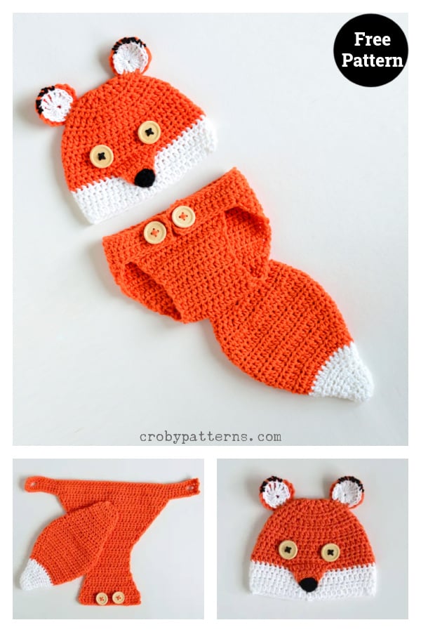 Cute Fox Baby Hat and Diaper Cover Free Crochet Pattern