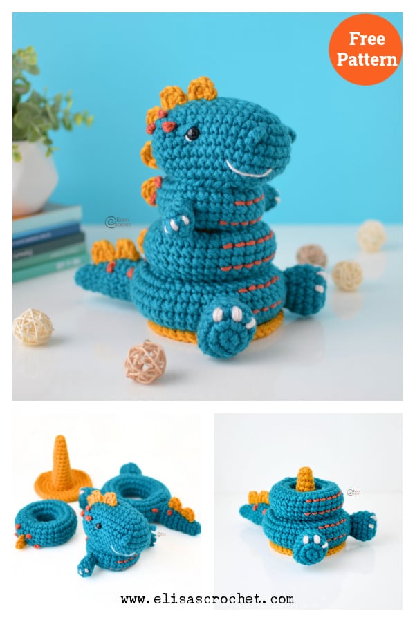 Dino Stacking Toy Free Crochet Pattern 