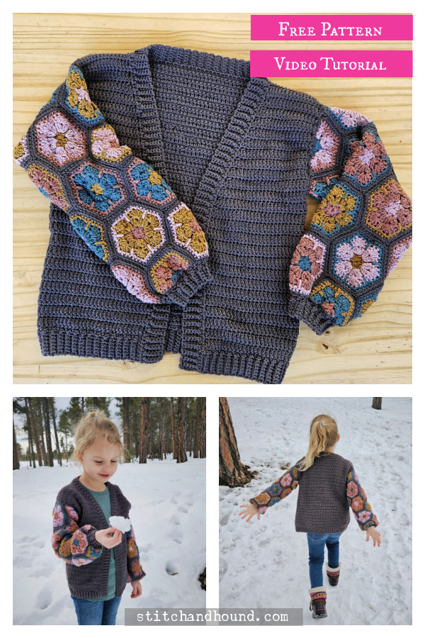 Flower Power Cardigan Free Crochet Pattern and Video Tutorial