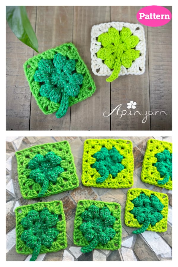 Four Leaf Clover Granny Square Crochet Pattern