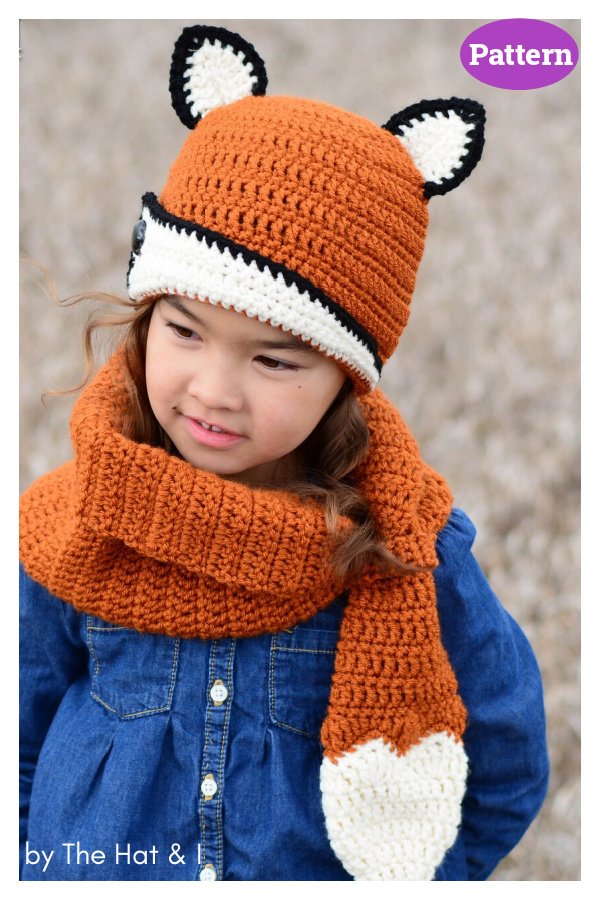 Fox Hat and Cowl Scarf Crochet Pattern