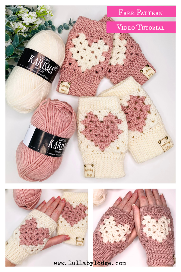 Granny's Sweetheart Gloves Free Crochet Pattern and Video Tutorial