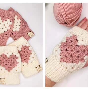 Granny's Sweetheart Gloves Free Crochet Pattern and Video Tutorial