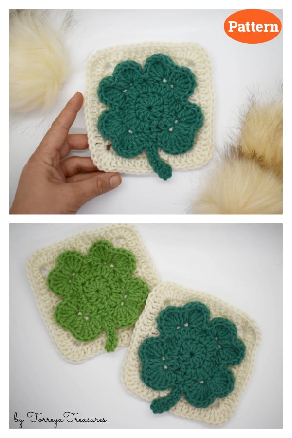 Large Four Leaf Clover Granny Square Crochet Pattern