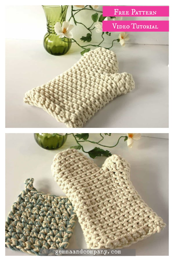 Macrame Rope Oven Mitts Free Crochet Pattern and Video Tutorial