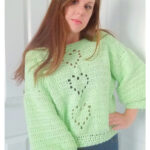 Mint Heart Sweater Free Crochet Pattern and Video Tutorial
