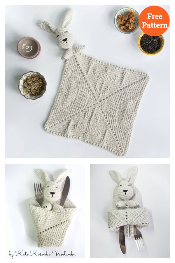 Ninka Napkin with Bunny Free Crochet Pattern