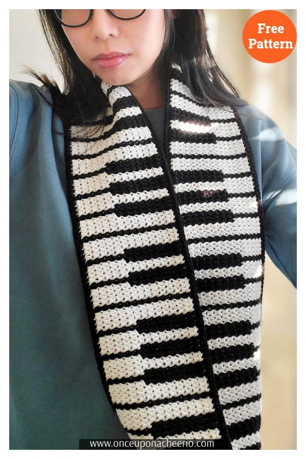 Overlay Mosaic Piano Infinity Scarf Free Crochet Pattern