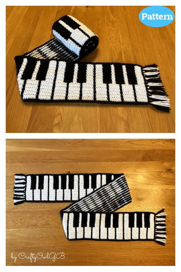 Piano Scarf Mosaic Overlay Crochet Pattern