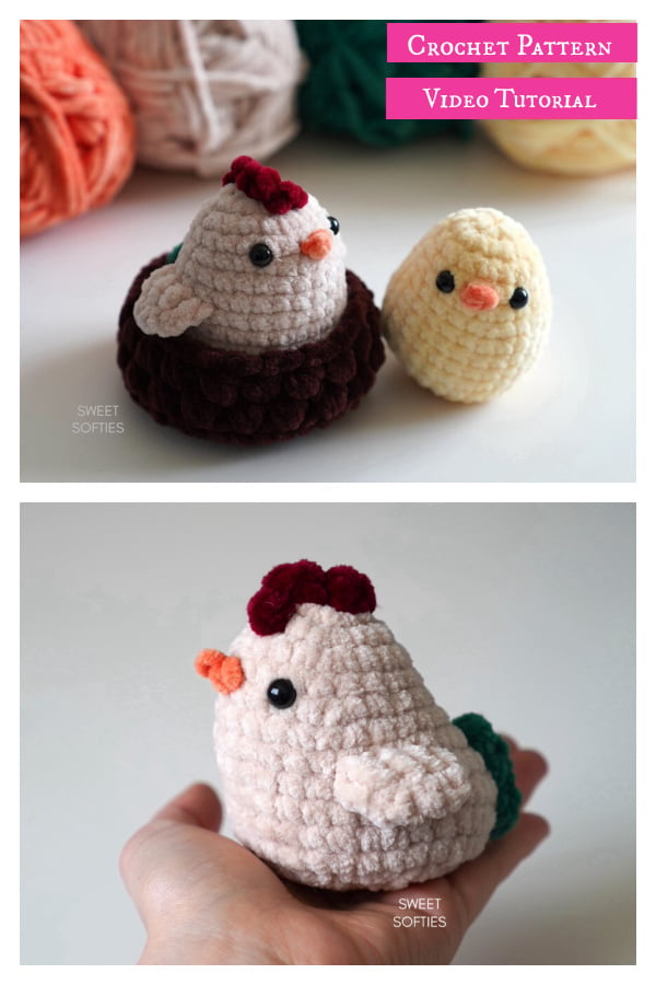 Pocket Chicken Family Crochet Pattern and Video Tutorial 