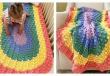 Rainbow Bobble Stitch Crib Blanket Free Crochet Pattern