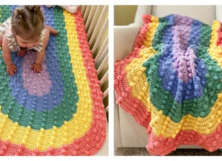 Rainbow Bobble Stitch Crib Blanket Free Crochet Pattern