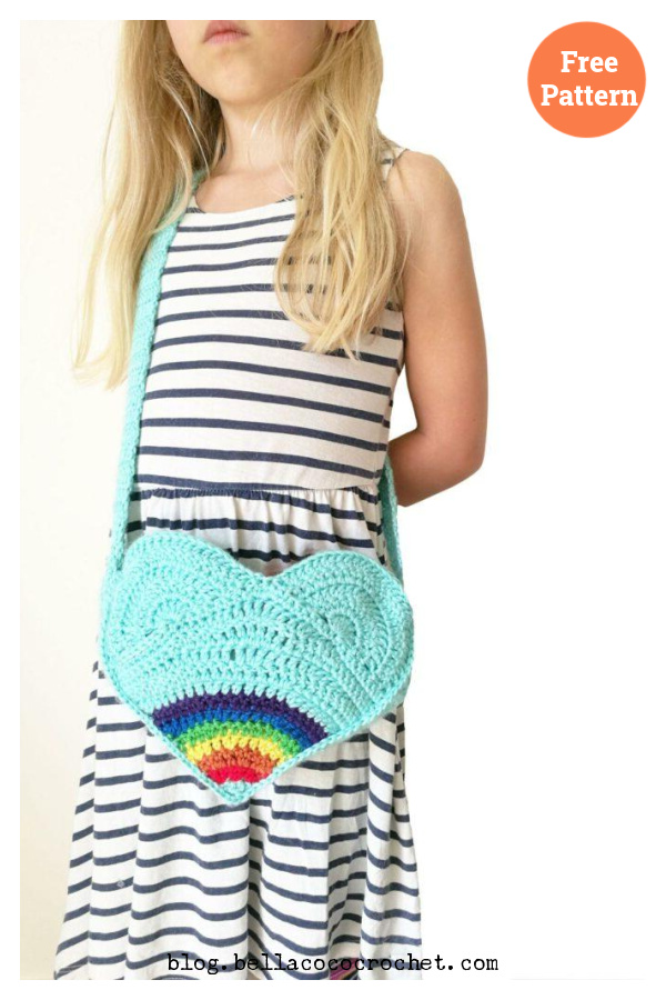 Rainbow Heart Bag Free Crochet Pattern