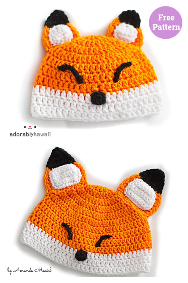 Sleepy Fox Baby Hat Free Crochet Pattern