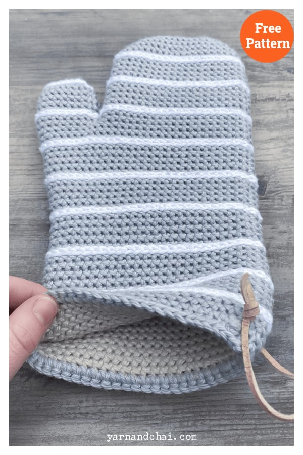 Striped Oven Mitt Free Crochet Pattern