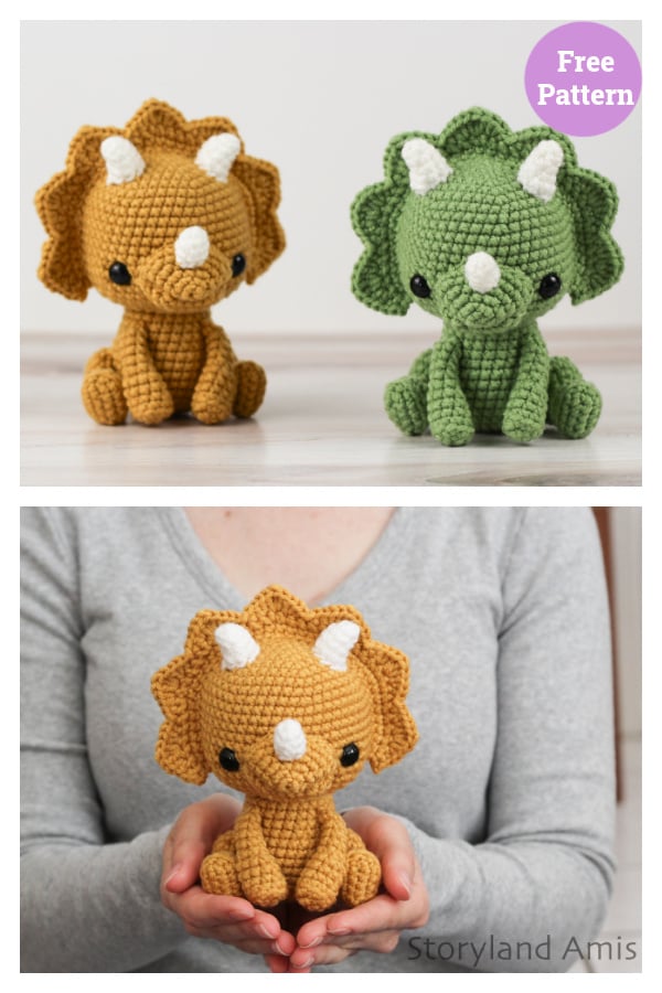 Trixie the Triceratops Amigurumi Free Crochet Pattern