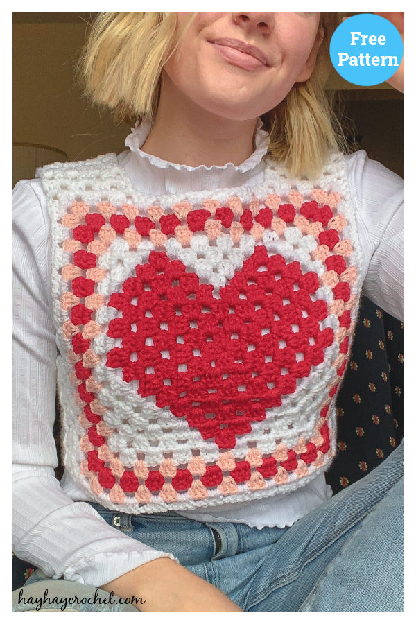 Valentine Granny Square Vest Free Crochet Pattern