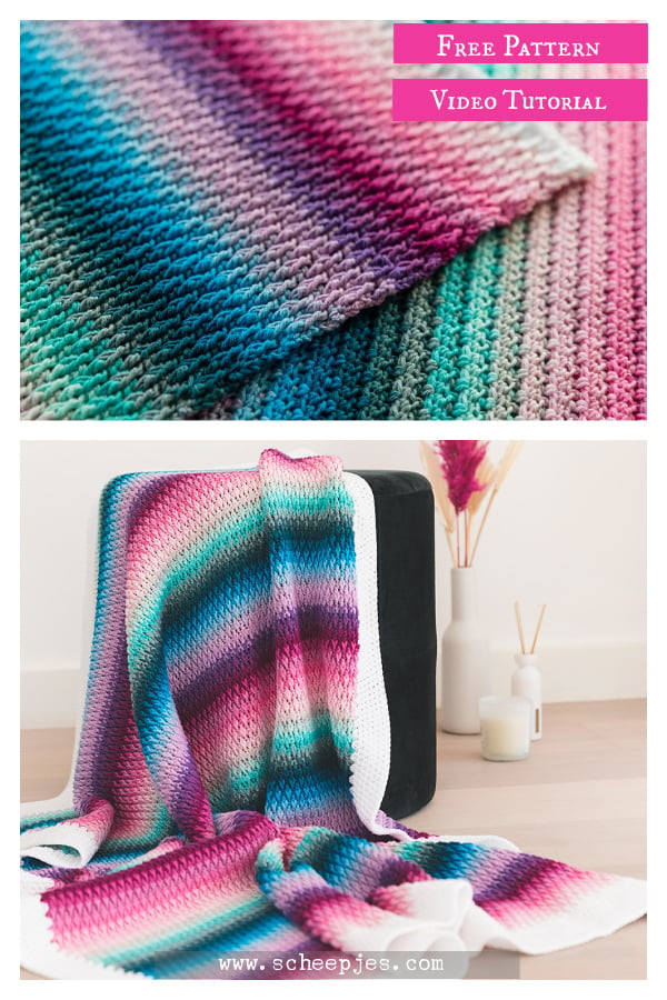 Alpine Stitch Baby Blanket Free Crochet Pattern and Video Tutorial