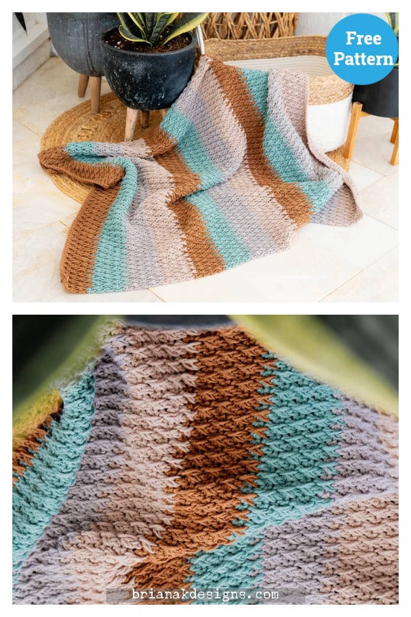 Alpine Stitch Textured Blanket Free Crochet Pattern