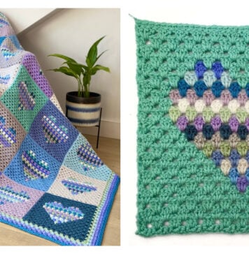 Heart Block Blanket Free Crochet Pattern