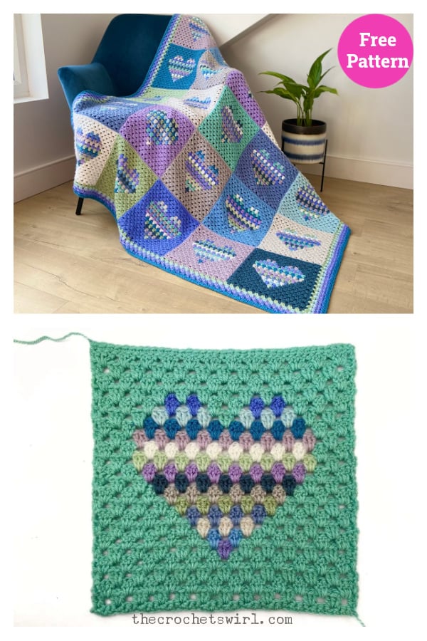 Heart Block Blanket Free Crochet Pattern