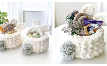 Jumbo Bunny Basket Free Crochet Pattern and Video Tutorial