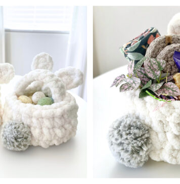 Jumbo Bunny Basket Free Crochet Pattern and Video Tutorial