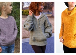 Kangaroo Pouch Pocket Sweater Crochet Patterns