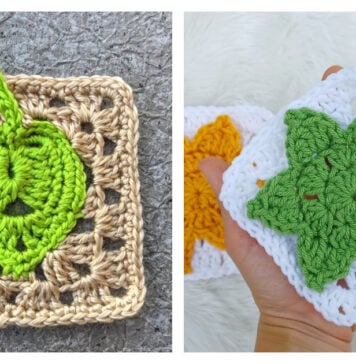 Leaf Granny Square Block Crochet Patterns