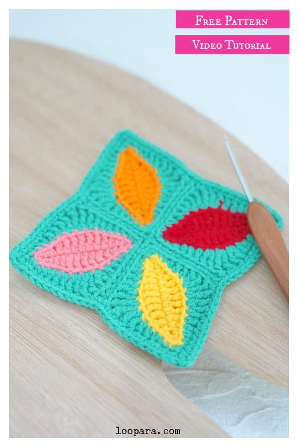 Leaf Granny Square Free Crochet Pattern and Video Tutorial