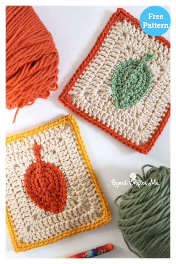 Leaf Granny Square Free Crochet Pattern