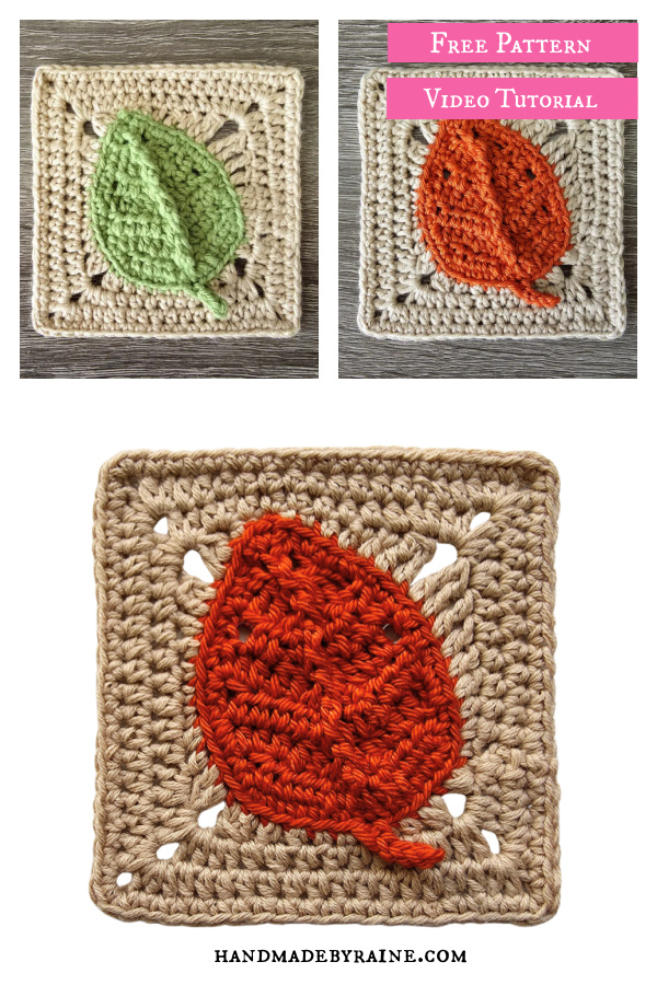 Leaf Square Free Crochet Pattern and Video Tutorial