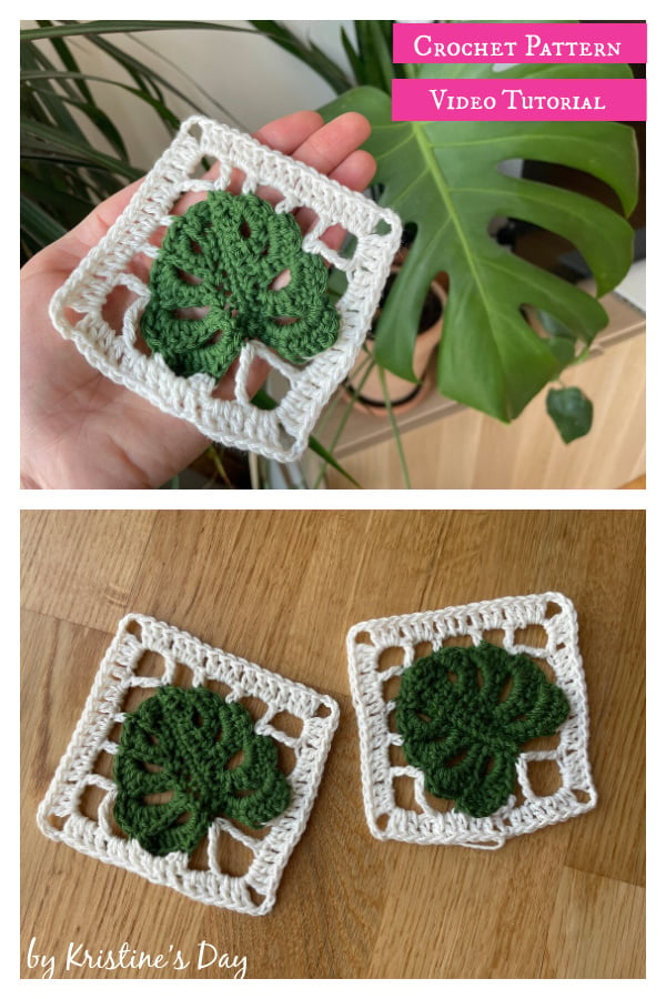 Monstera Leaf Granny Square Crochet Pattern and Video Tutorial