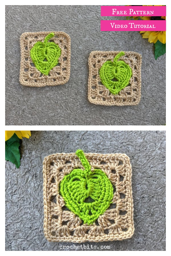 Monstera Leaf Granny Square Free Crochet Pattern and Video Tutorial