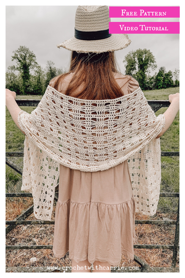 Summer Rectangle Shawl Free Crochet Pattern and Video Tutorial