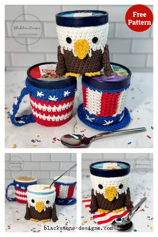 Americana Ice Cream Cozies Free Crochet Pattern