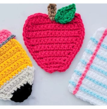 Apple Pencil & Paper Coasters Free Crochet Pattern and Video Tutorial