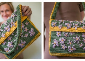 Embroidered Flower Bag Free Crochet Pattern