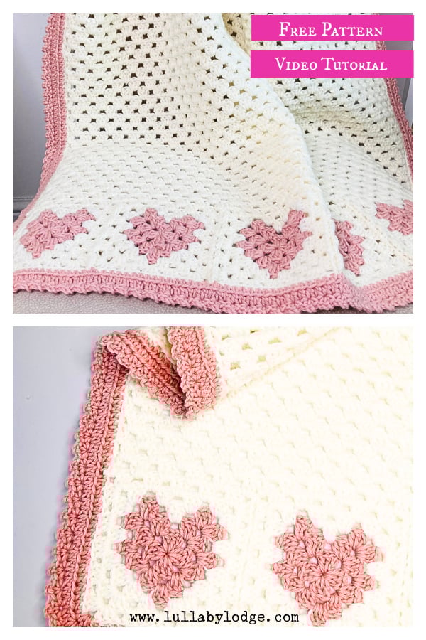 Granny's Sweetheart Baby Blanket Free Crochet Pattern and Video Tutorial