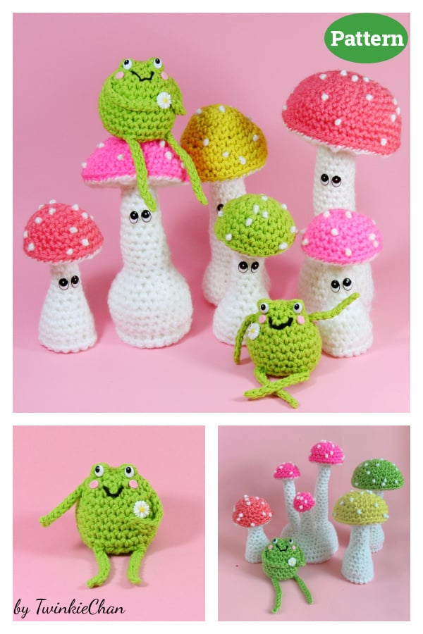 Mushrooms and Frog Crochet Pattern