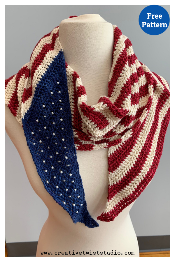 Patriotic Shawlette Free Crochet Pattern