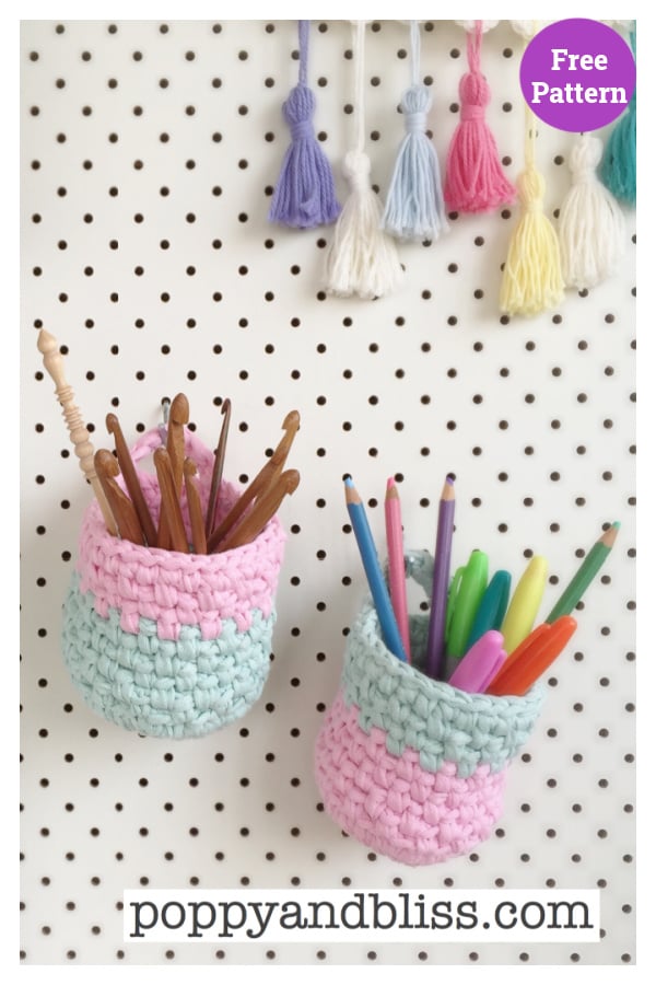 Pegboard Baskets Free Crochet Pattern