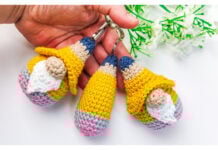 Pencil Gnome Keychain Free Crochet Pattern