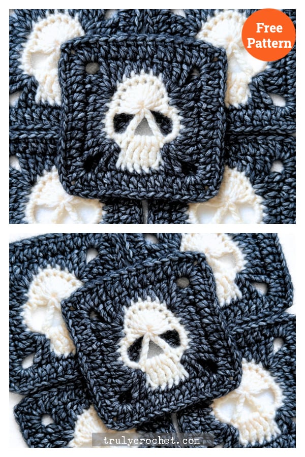 Solid Skull Granny Square Free Crochet Pattern