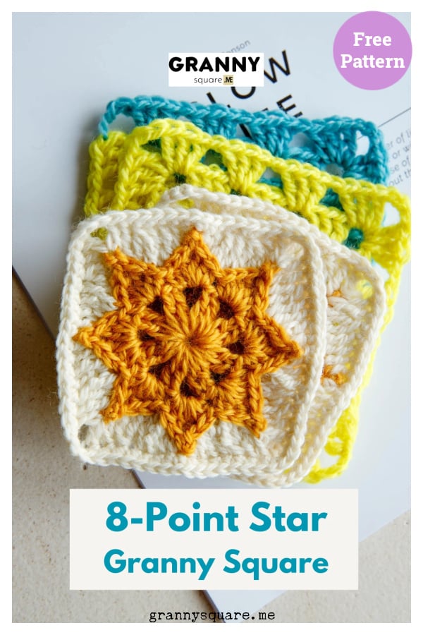 8-Point Star Granny Square Free Crochet Pattern