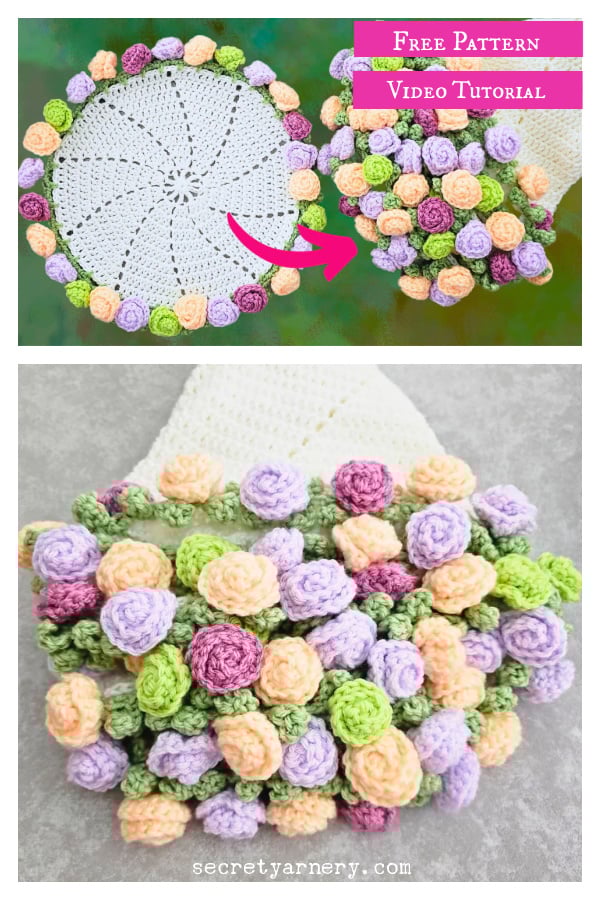 Easy Rose Flower Bouquet Blanket Free Crochet Pattern and Video Tutorial
