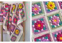 Floral Granny Square Blanket Free Crochet Pattern