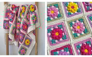Floral Granny Square Blanket Free Crochet Pattern