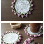 Flower Bouquet Coaster Free Crochet Pattern and Video Tutorial
